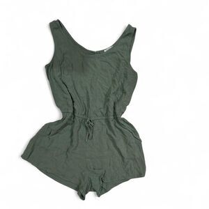 Sage Green Linen Blend Sleeveless Romper